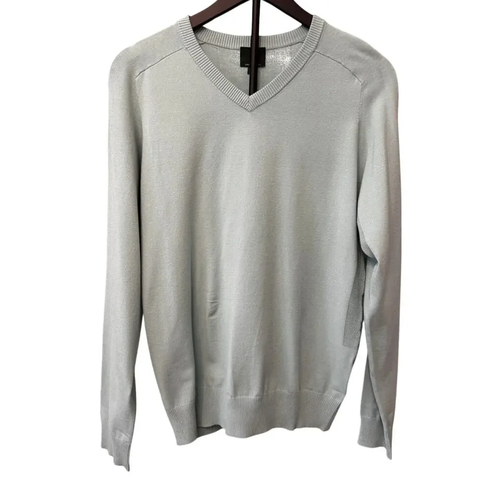 AG Adriano‎ Goldschmied Men's Green V-Neck Vented Golf Preppy Sweater Size M